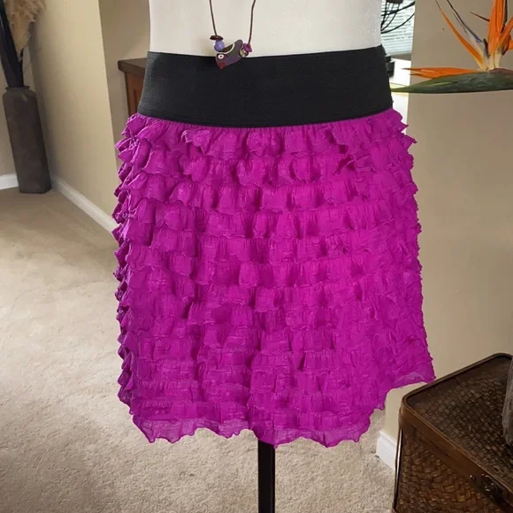 Free People Magenta Ruffle Mini - Picture 2 of 8